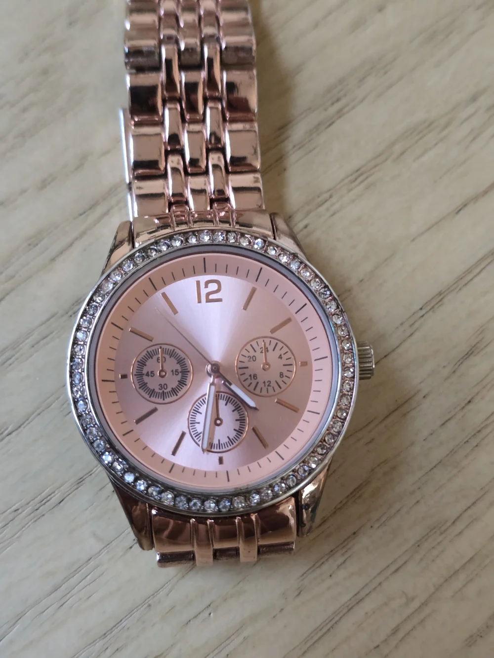Rose Gold Women’s Crystal-Trim Bracelet Watch
